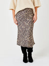 Gene Satin Leopard Print Skirt
