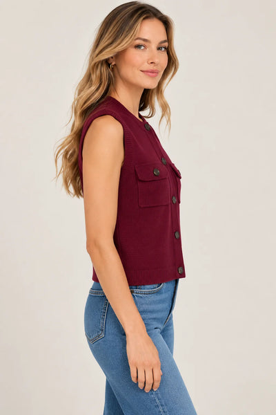 Gretchen Vest in Dark Cherry