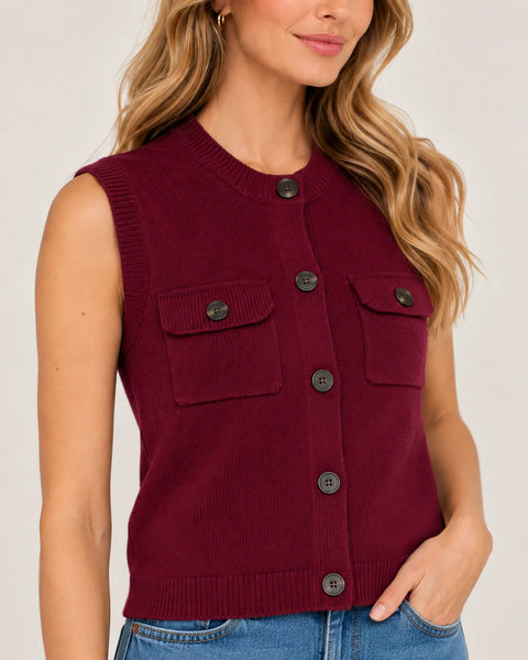 Gretchen Vest in Dark Cherry