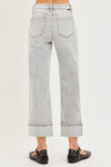 MID RISE CROP STRAIGHT JEANS WITH CUFF
