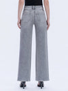 High Rise Full Length Grey Wide Leg Jeans