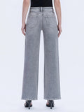 High Rise Full Length Grey Wide Leg Jeans
