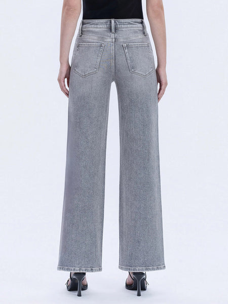 High Rise Full Length Grey Wide Leg Jeans