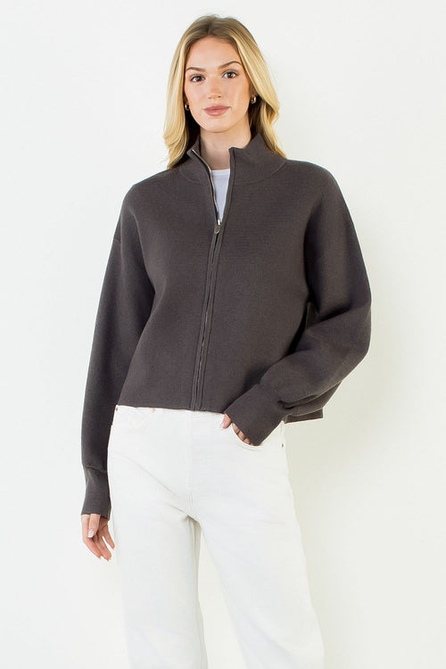 High Neck Zip Up Jacket