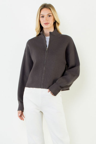 High Neck Zip Up Jacket