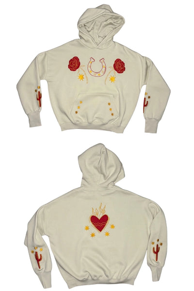 Western Oversized Hoodie in Beige