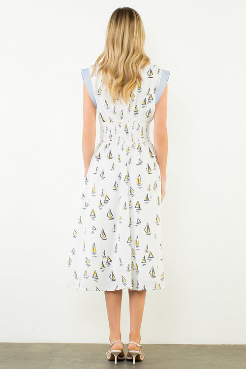 Short Sleeve Sailboat Midi Dress