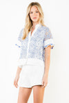 Short Sleeve Lace Detailing V-Neck Top