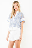 Short Sleeve Lace Detailing V-Neck Top