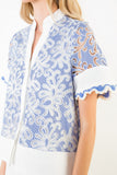 Short Sleeve Lace Detailing V-Neck Top