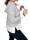 HOODIE STRIPED SWEATER-WHITE/NAVY