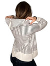 HOODIE STRIPED SWEATER-WHITE/NAVY