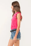 NORTH RUFFLE TRIMMED TOP HIBISCUS