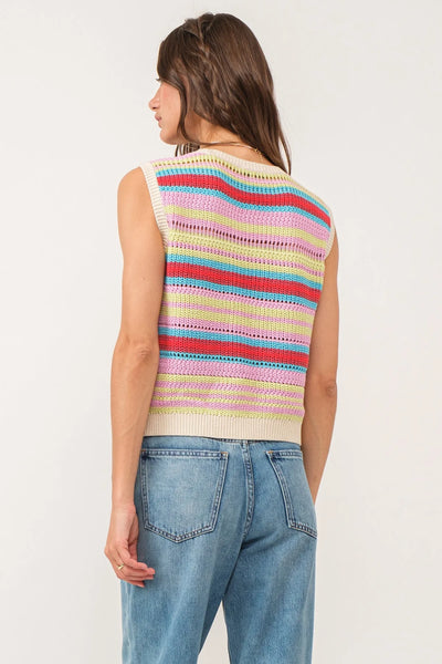 NORA SLEEVELESS CROCHET CARDIGAN FESTIVAL MULTI