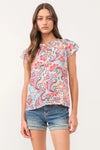 LUNYA SHIRRED SHOULDER TOP RIVIERA