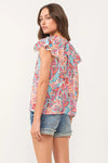 LUNYA SHIRRED SHOULDER TOP RIVIERA