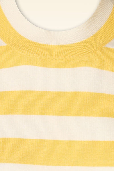 Yellow striped short sleeve sweater