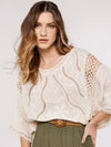 Cotton Blend Crochet Embroidered Top