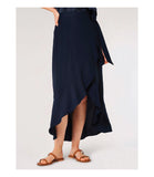 Big Ruffle Maxi Wrap Skirt in Navy