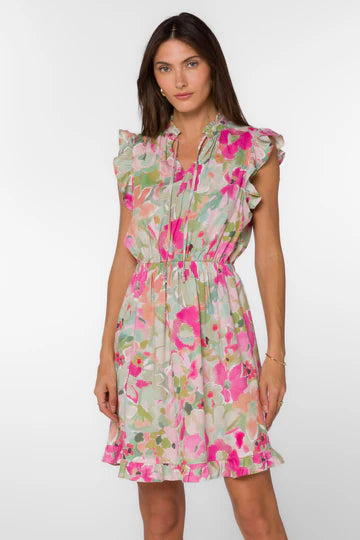 INESSA PAINTED FLORAL DRESS