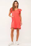 AUDRINA PEPLUM DRESS PIMENTO MIX MEDIA