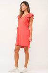 AUDRINA PEPLUM DRESS PIMENTO MIX MEDIA