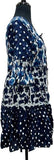 Jazz Mix Print Ruffle Sleeve Dress in navy/white