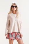 Beige fluid knit cardigan