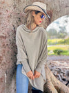 Lightweight Lurex Knit Dolman Sleeve Pullover Top - Taupe