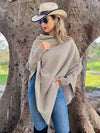 Lightweight Lurex Knit Dolman Sleeve Pullover Top - Taupe