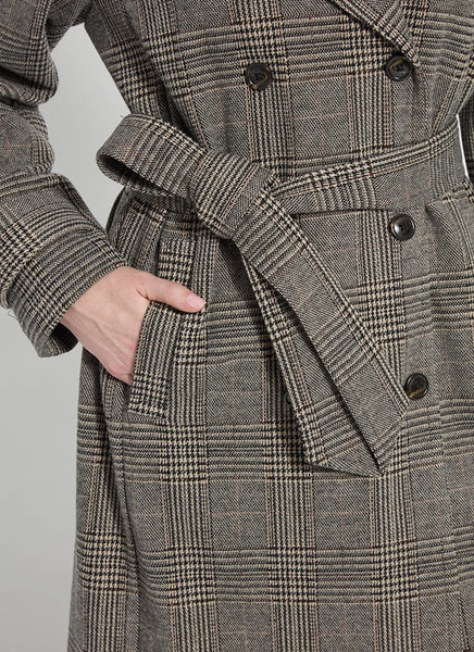 Marla Brushed Ponte Belted Trench Coat