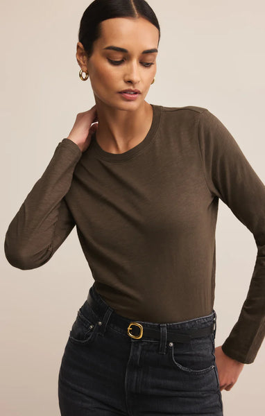 Modern Slub Long Sleeve Tee in Tavern