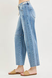 SLOUCHY ANKLE BARREL JEANS WITH WAISTBAND DRAWSTRING