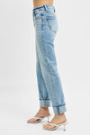 TUMMY CONTROL HIGH RISE CROP STRAIGHT ROLL UP JEANS