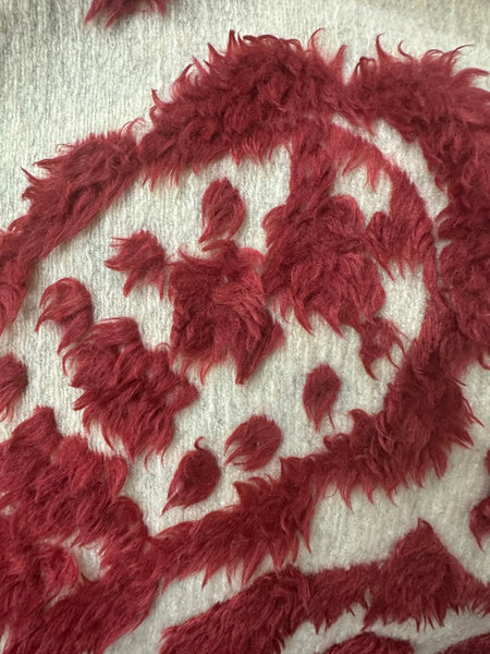 Red Western Boho 3D Textured Paisley Fringe Ruana Wrap