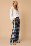 Plaid Side-Stripe Wide-Leg Trousers