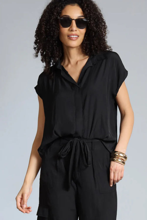 Collar V-Neck Boxy Top