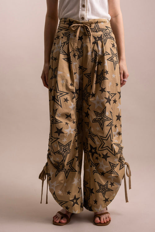 Ruched Side Wideleg Star Print Pants