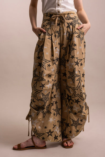 Ruched Side Wideleg Star Print Pants
