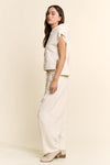Cap Sleeve Hoodie & Wide-Leg Pants French Terry Set