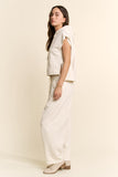 Cap Sleeve Hoodie & Wide-Leg Pants French Terry Set