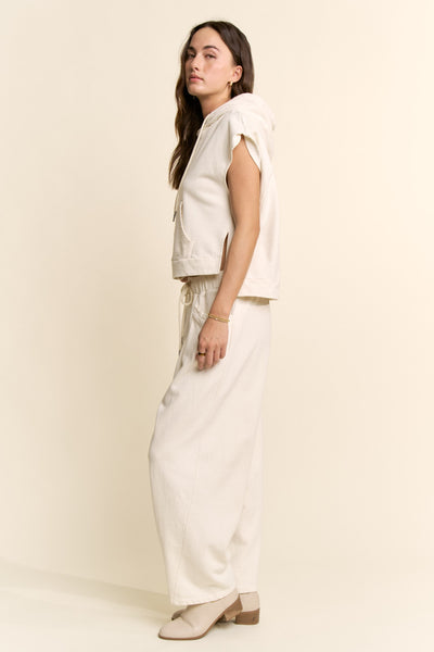 Cap Sleeve Hoodie & Wide-Leg Pants French Terry Set