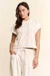 Cap Sleeve Hoodie & Wide-Leg Pants French Terry Set