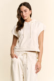Cap Sleeve Hoodie & Wide-Leg Pants French Terry Set