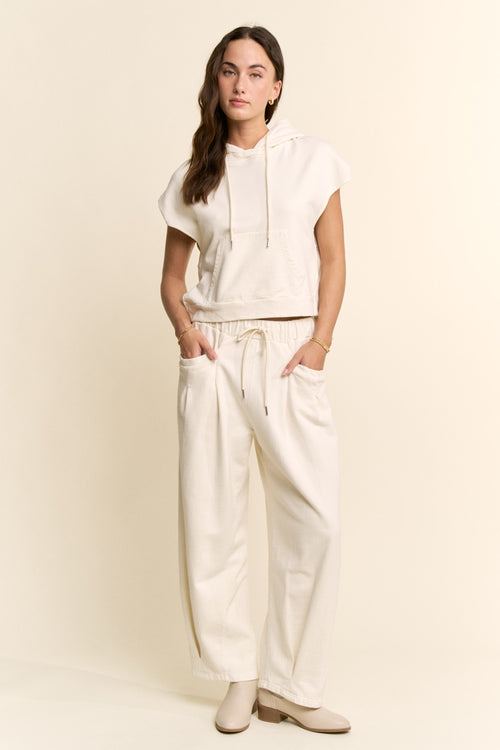 Cap Sleeve Hoodie & Wide-Leg Pants French Terry Set