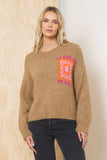 Jacquard Crew Neck Sweater
