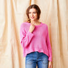 Wolfie Curved Hem Cotton Knit Sweater