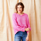 Wolfie Curved Hem Cotton Knit Sweater