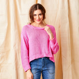 Wolfie Curved Hem Cotton Knit Sweater