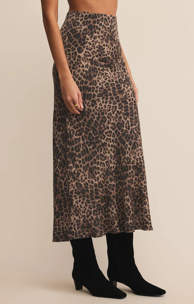 Izabel Leopard Skirt Desert Tan